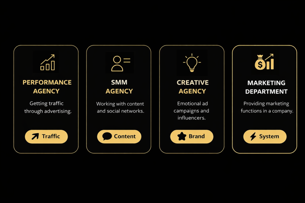 How to choose a marketing agency: performance, SMM, creative, an outsourced marketing department