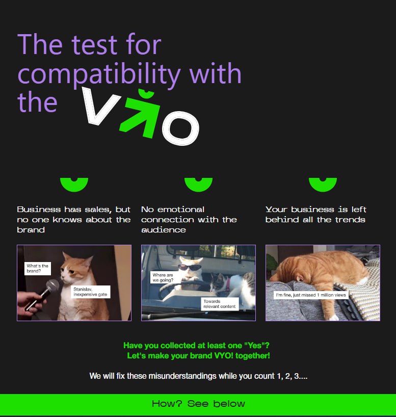 Website for creative people SMM-агенції: VYO Agency