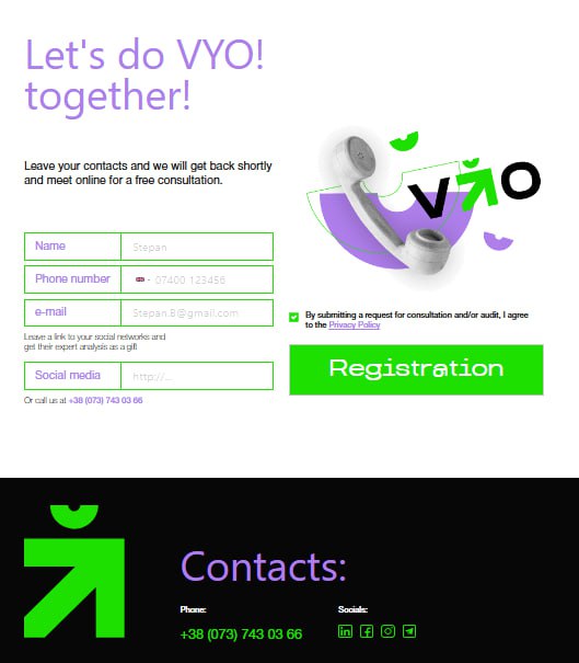 Website for creative people SMM-агенції: VYO Agency